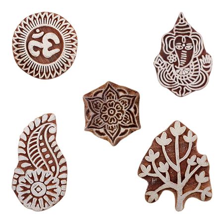 Set of 5 Piece New Mix Wooden Printing Blocks